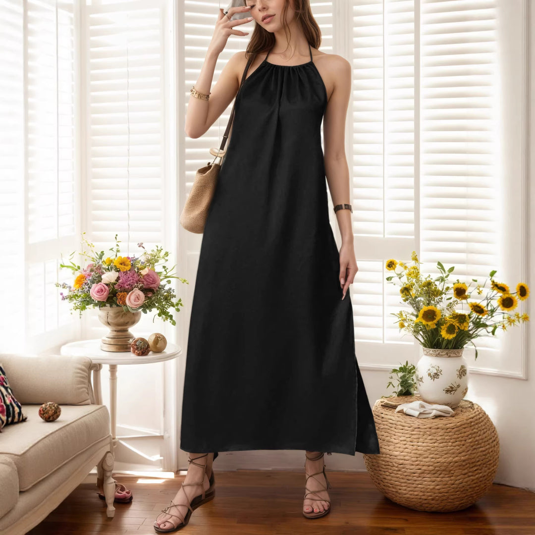 Women's Maxi Dress with Elegant Halter Strap Lune London