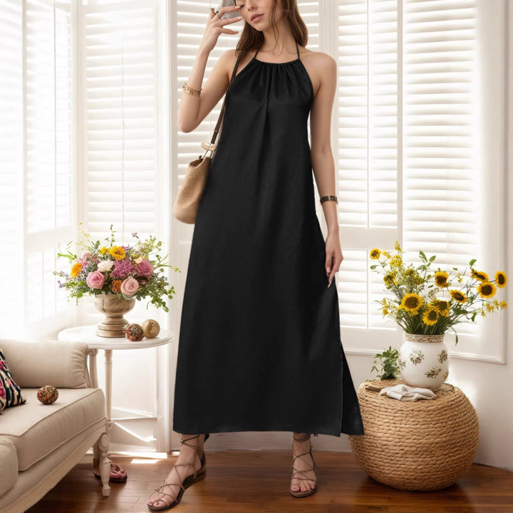 Women's Maxi Dress with Elegant Halter Strap Lune London