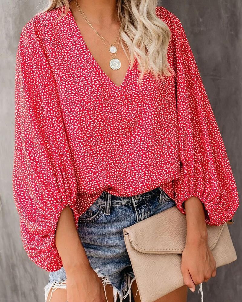 Women Elegant Blouse Cut with Leopard Pattern and Flounce Sleeves Lune London