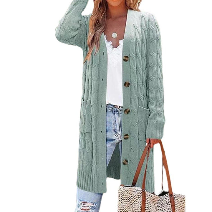 Ladies Long cardigan with buttons and practical pockets Lune London