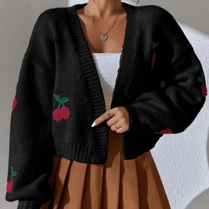 Cardigan pour femme avec motif floral de cerise Chic & Stil