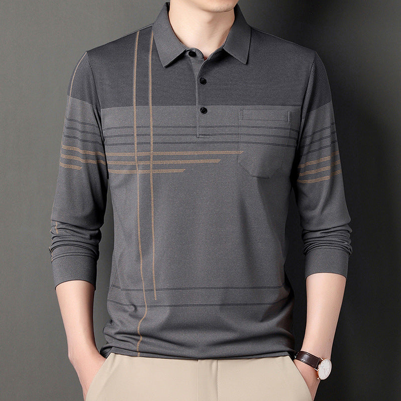 Trendy long sleeve polo shirt for men with an attractive striped pattern and a comfortable fit Lune London