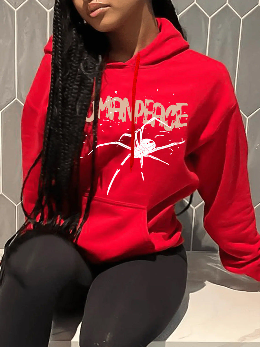 Ladies hoodie with creative spider pattern and comfortable fit Lune London