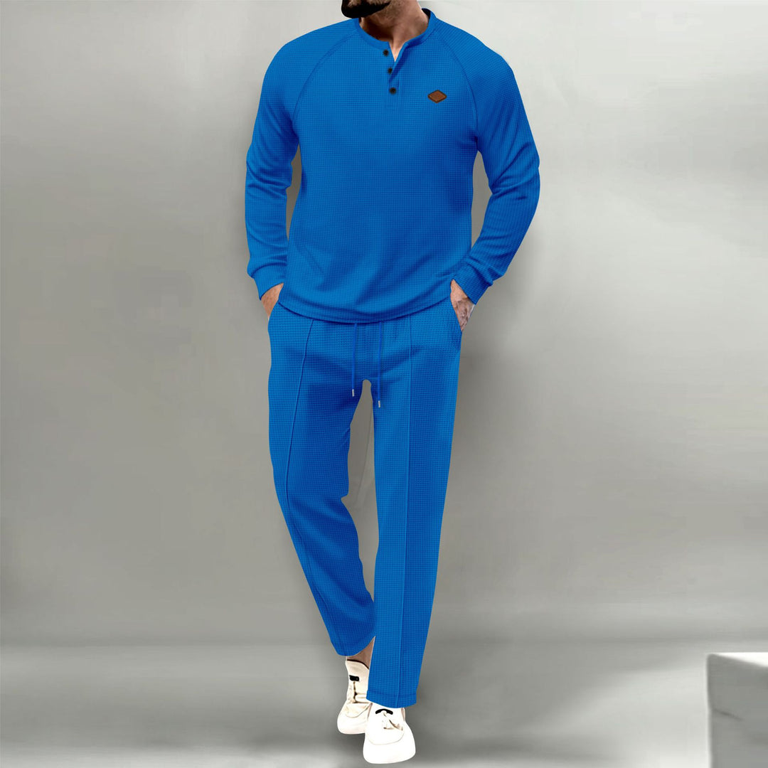 Casual long sleeve shirt for men with button placket and stylish jogger pants Lune London