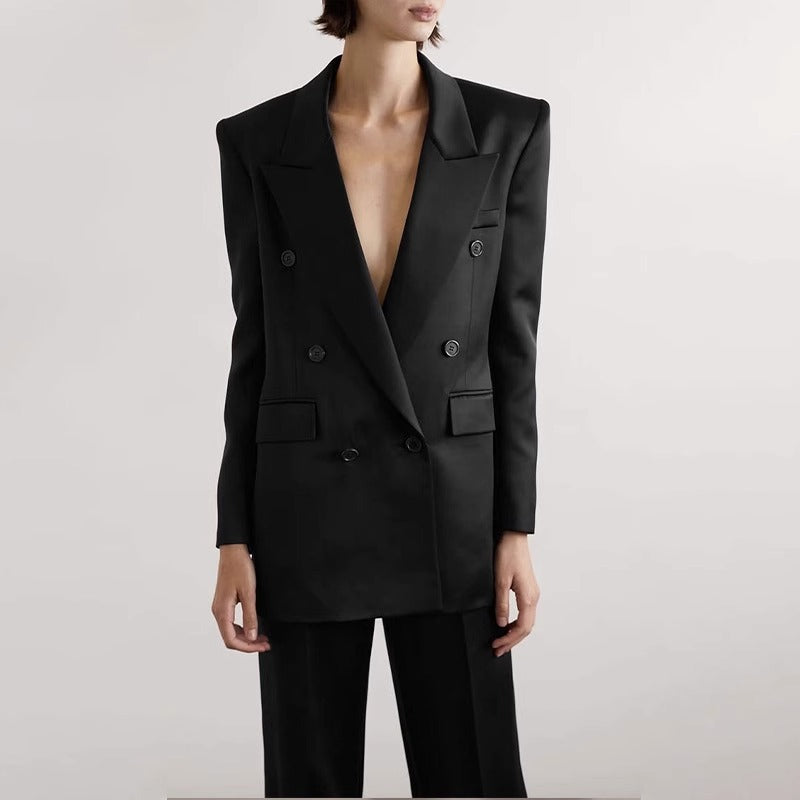 Blazer oversize stylé pour femmes avec rangée de double bouton Chic & Stil