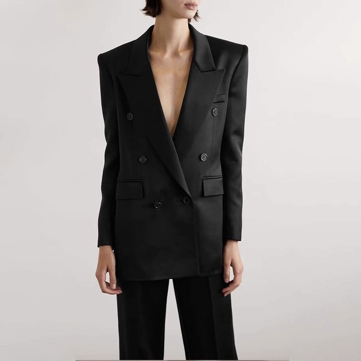 Blazer oversize stylé pour femmes avec rangée de double bouton Chic & Stil
