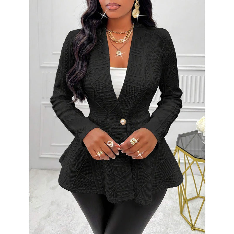 Women Knit Peplum Blazer Lune London
