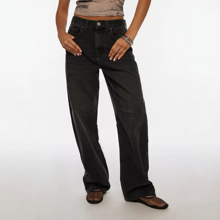 Women's casual wide jeans with high-cut waistband and side pockets Lune London