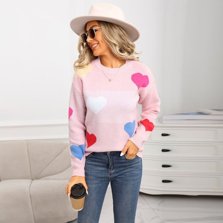 Pull confortable pour femme avec motifs en cœur et surface texturée Chic & Stil