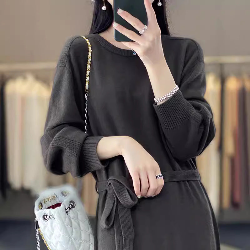 Knit dress for women with tie detail and soft material Lune London