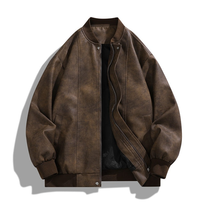 Casual synthetic leather jacket for men with elastic cuffs and practical pockets Lune London