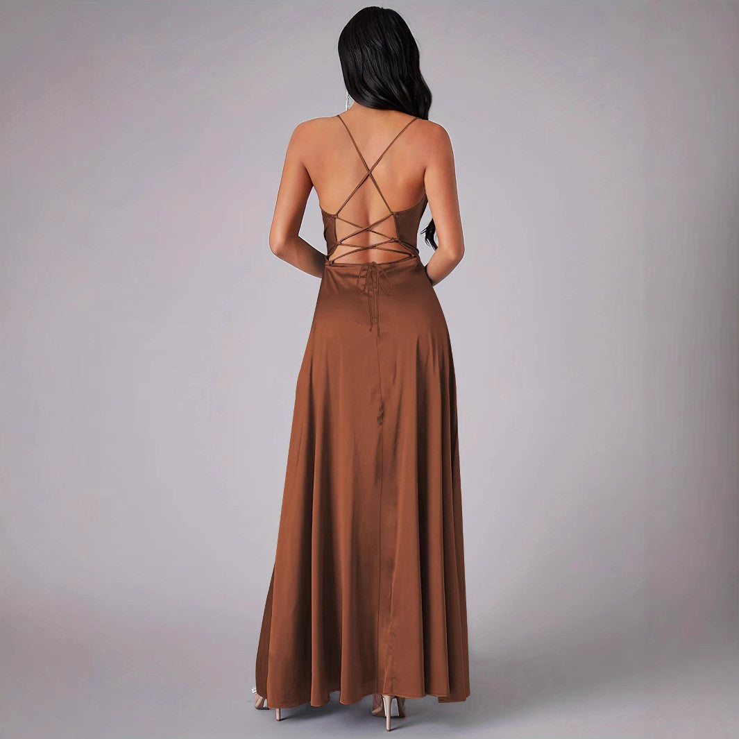 Ladies Elegant Evening Dress with Off-Shoulder Design and High Slit Lune London