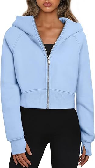 Cropped hoodie jacket for women with full zip Lune London
