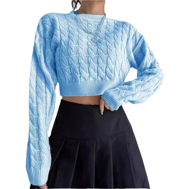 Short wool sweater for women with cable pattern Lune London