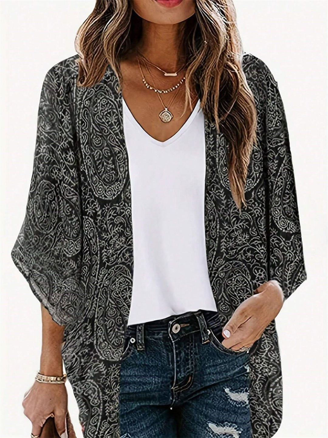 Kimono jacket for women with trendy pattern and casual fit Lune London
