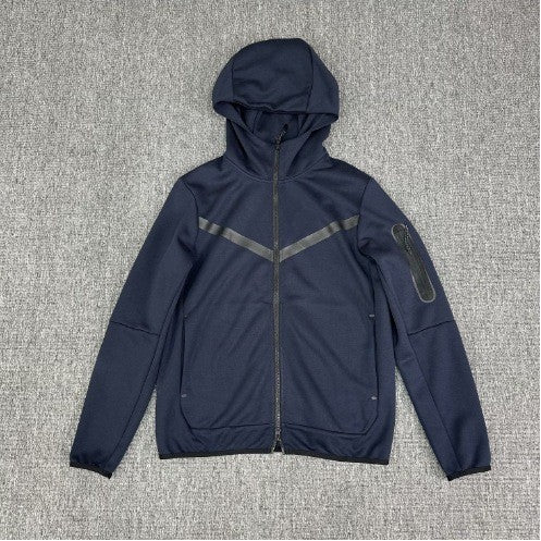 Sporty fleece jacket for men with adjustable hood and functional zip pockets Lune London