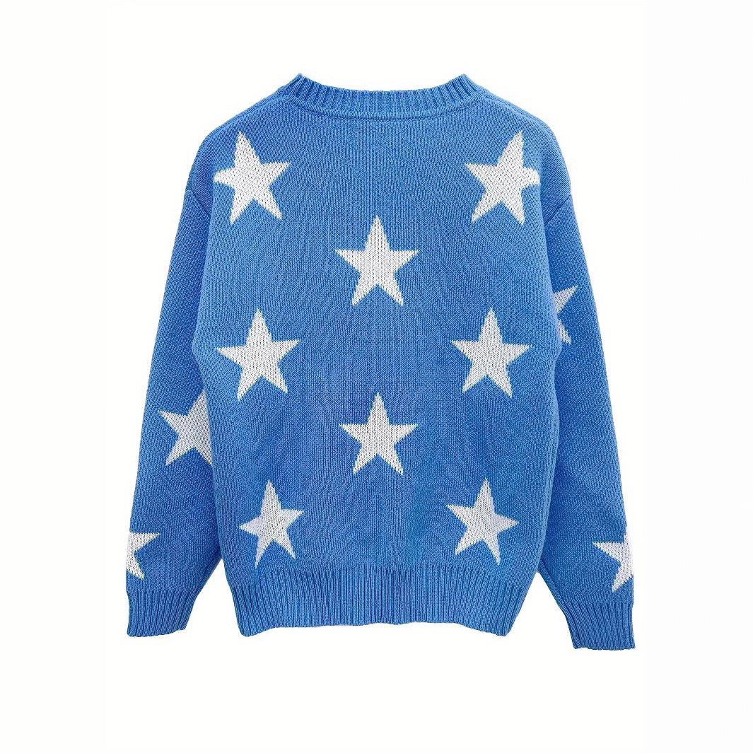 Women's sweater with modern star pattern and casual cut Lune London