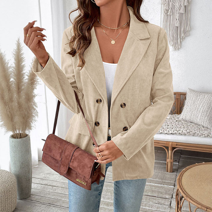 Elegant corduroy blazer for women in classic cut with double-breasted Lune London