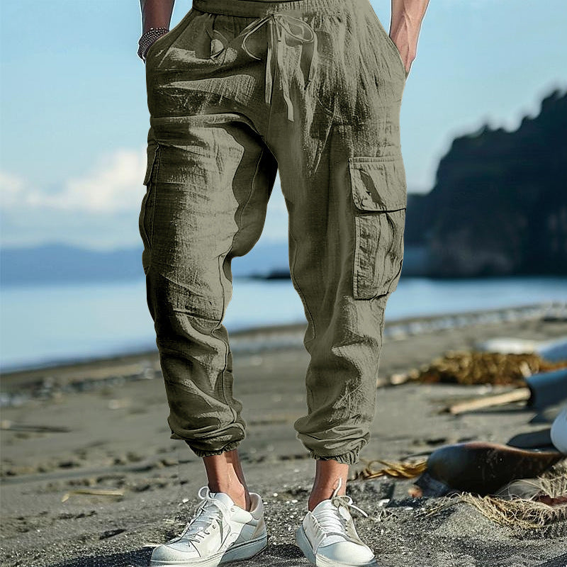 Casual cargo pants for men with elastic waistband and practical pockets Lune London