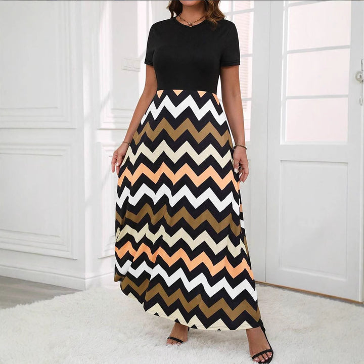 Maxi dress for women with a modern zigzag pattern Lune London