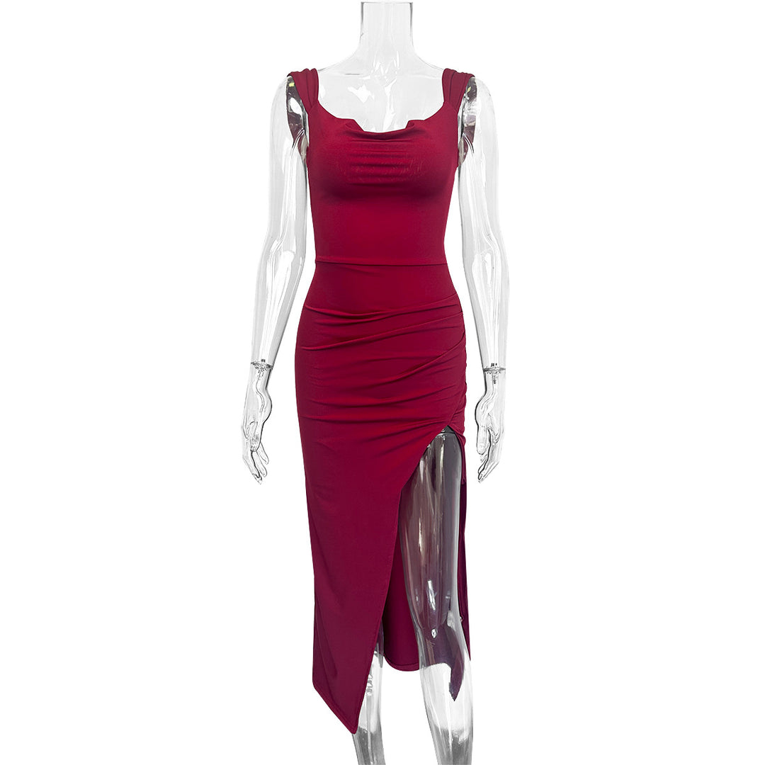 Women's Elegant Wrap Dress with High Slit and Figure-Enhancing Cut Lune London