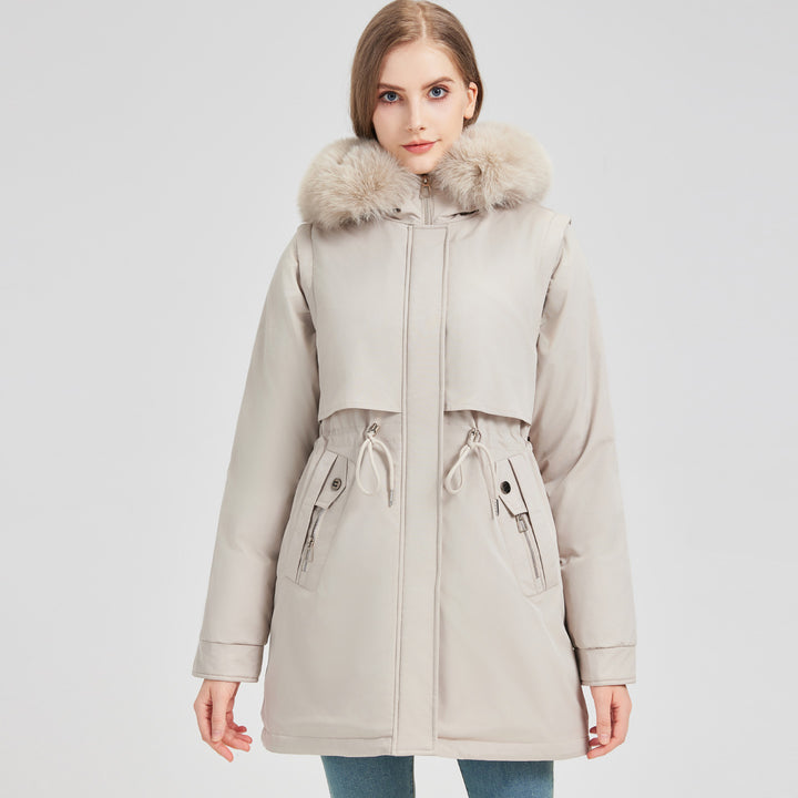 Ladies Exclusive Functional Jacket with Removable Hood and Decorative Faux Fur Lune London