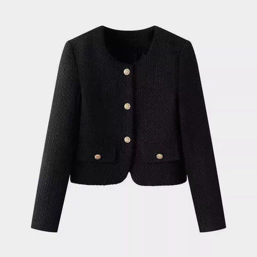 Veste courte élégante pour femmes en style tweed avec des boutons dorés Chic & Stil