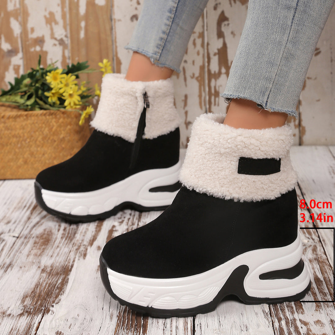 Trendy fleece boots for women with wedge heel Lune London