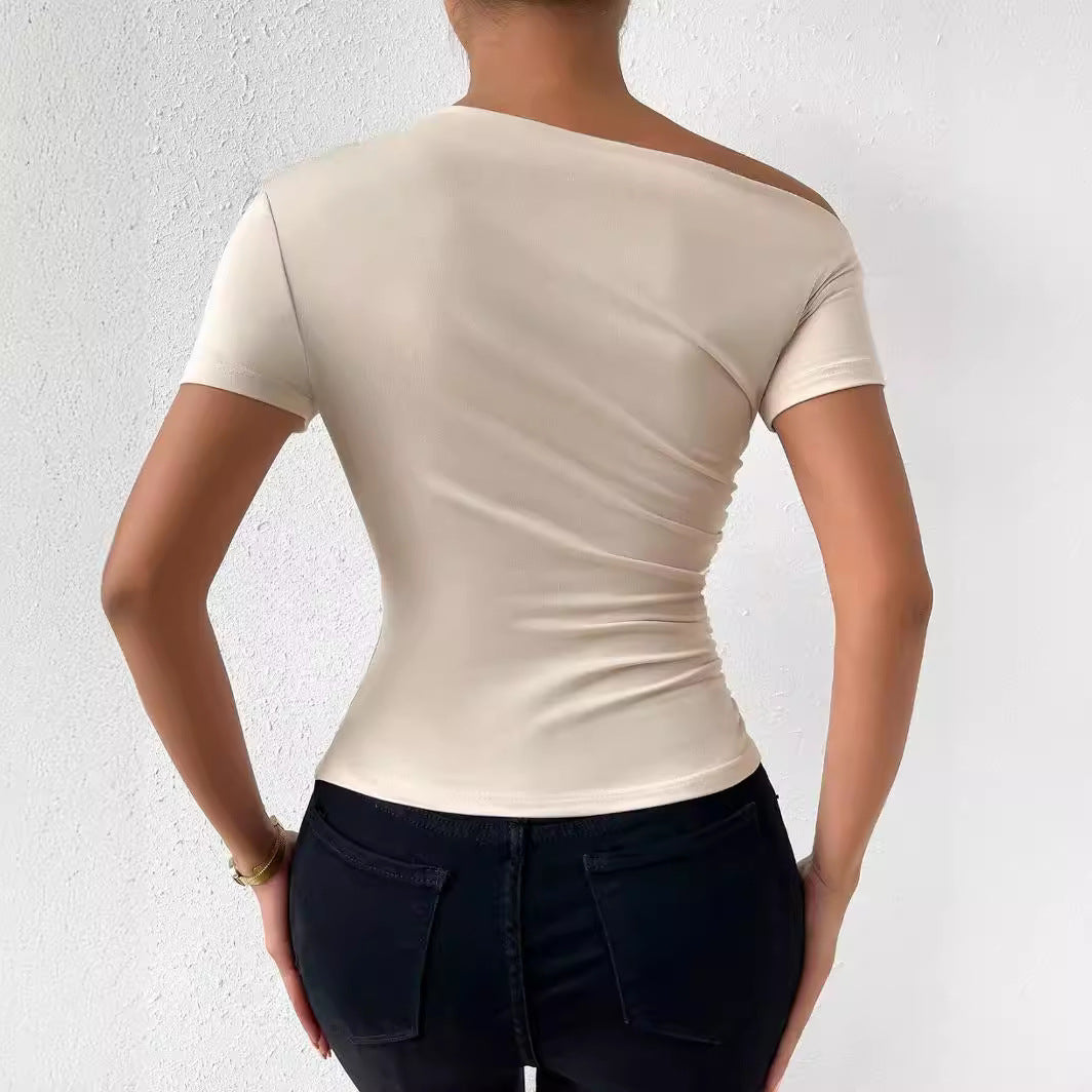 Women elegant t-shirt with refined gathering elements Lune London