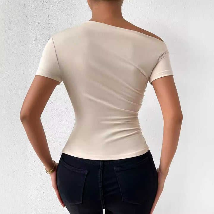 Women elegant t-shirt with refined gathering elements Lune London