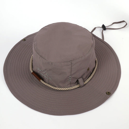 Women's Sun Hat with Wide Brim and Integrated Neck Strap Lune London