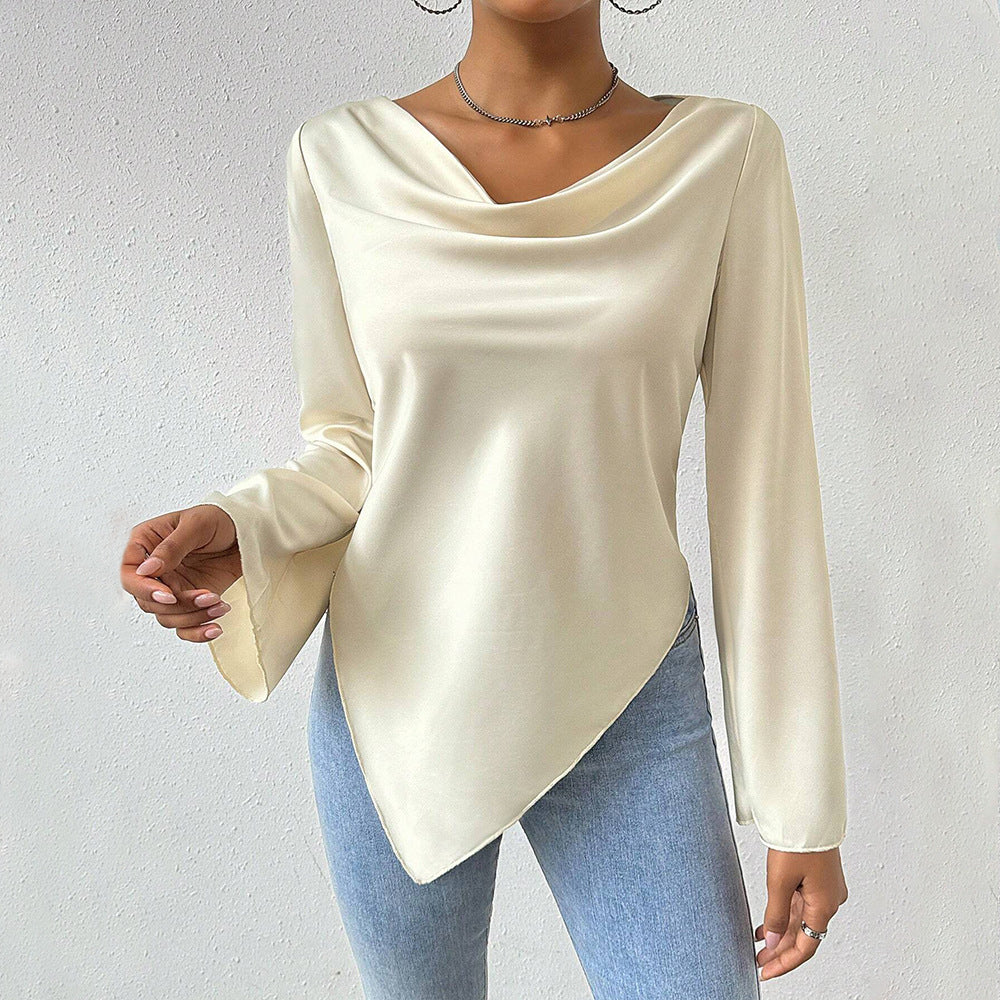 Women's blouse with chic cascading neckline and long sleeves Chic & Stil