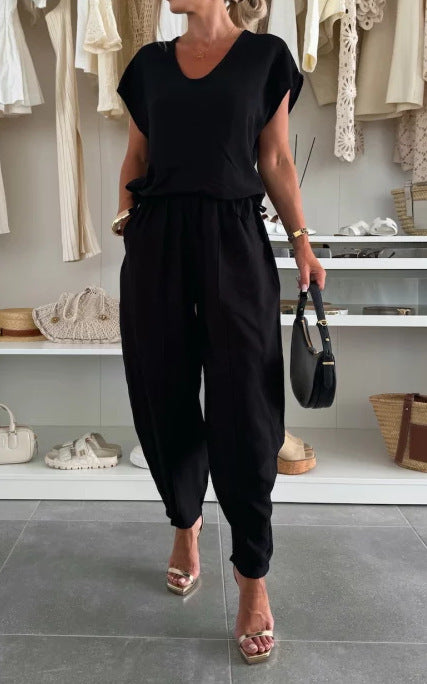 Combinaison décontractée pour femmes avec taille élastique et poches Chic & Stil