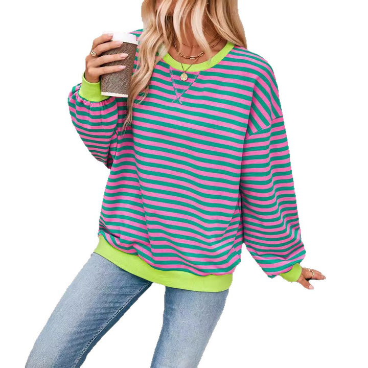 Women casual sweater with striking striped pattern and elastic edges Lune London