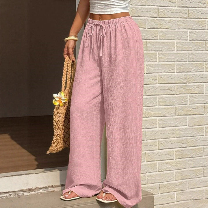Wide Palazzo pants for women in lightweight and breathable material with elastic waistband Lune London