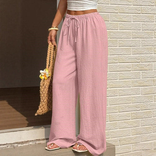 Wide Palazzo pants for women in lightweight and breathable material with elastic waistband Lune London