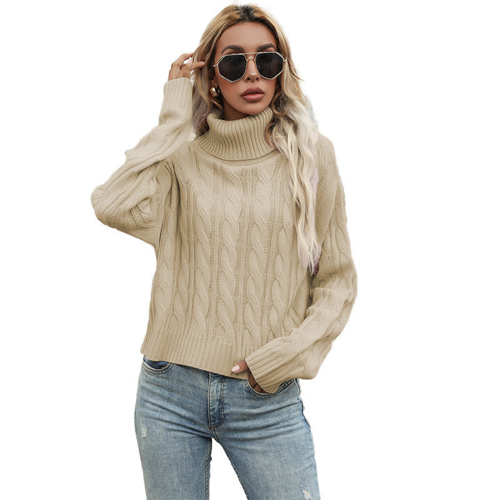Pull en tricot épais pour femme avec col haut et motif en torsades Chic & Stil