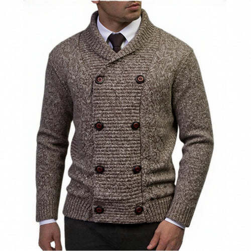 Elegant knitted sweater for men with double button closure and structured design Lune London
