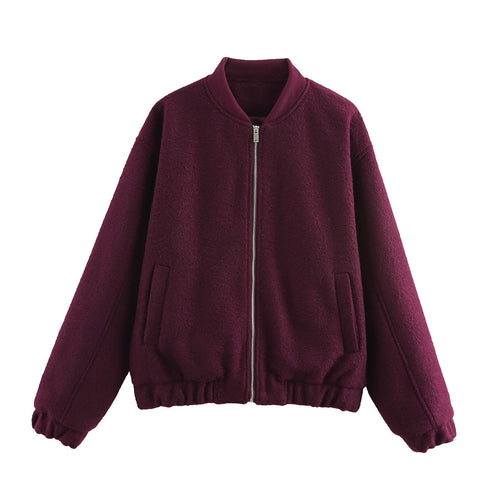 Fleece bomber jacket for women with elastic hem and practical side pockets Lune London