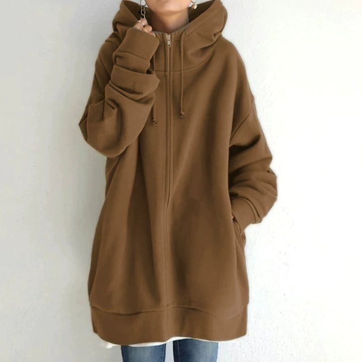 Lune London | Comfort - Extremely comfortable long zip-up plush hoodie with hood for women