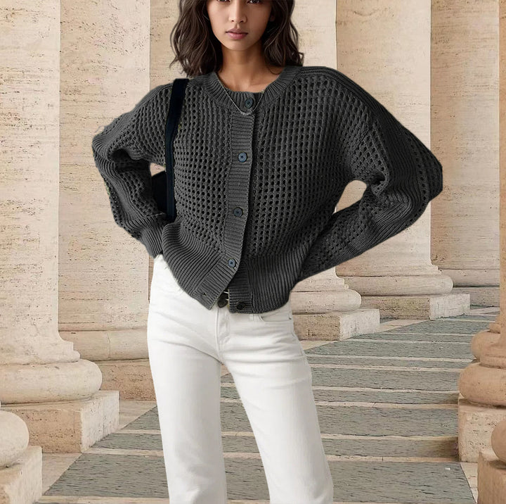 Thick knit jacket for women with an openwork design and a relaxed fit Lune London