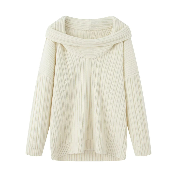 Casual knit pullover for women with a wide turtleneck and a ribbed structure Lune London