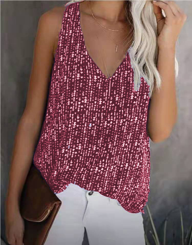Casual V-neck tank top for women with fine pattern Lune London