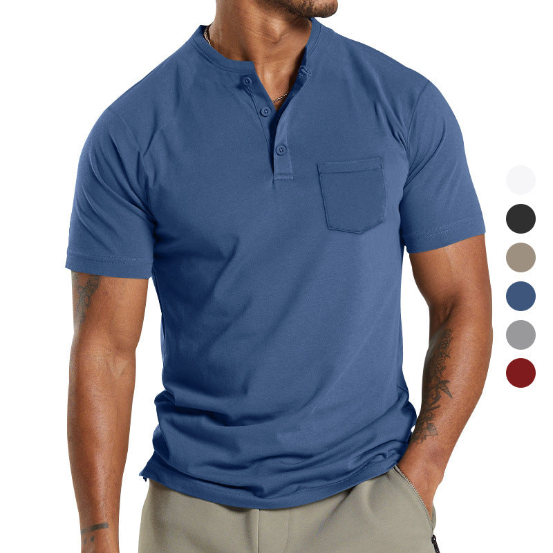 Men's Short Sleeve Henley T-Shirt with Practical Button Detail Lune London