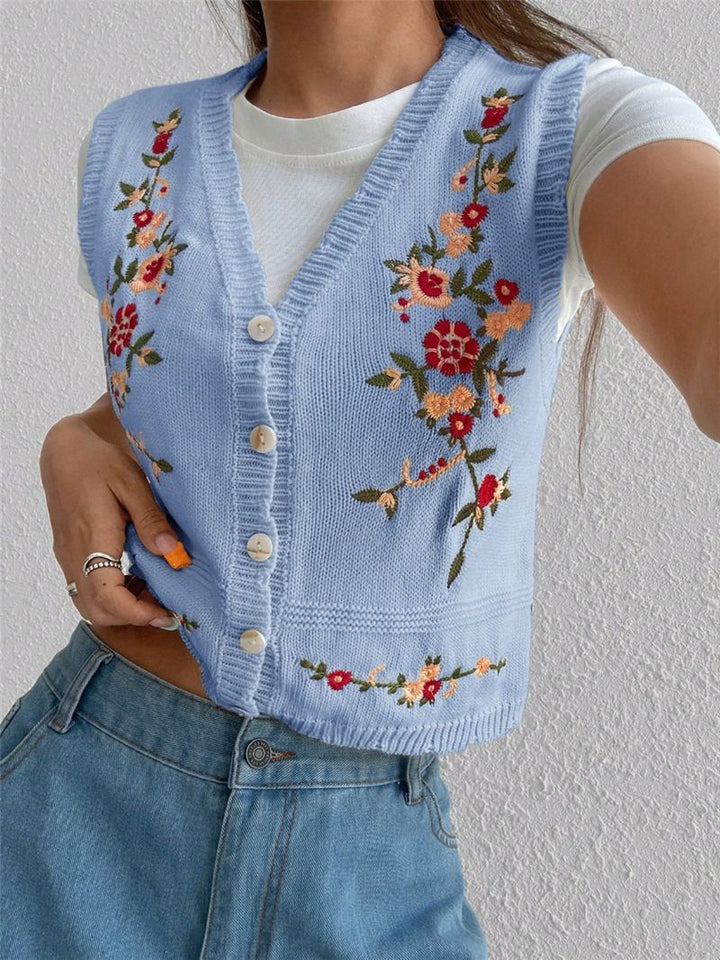 Ladies Embroidered Gilet with Lune London Buttons