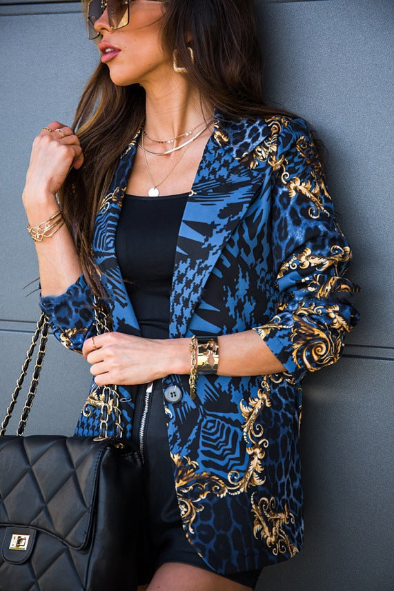 Ladies oversized blazer elegant with glam print Lune London
