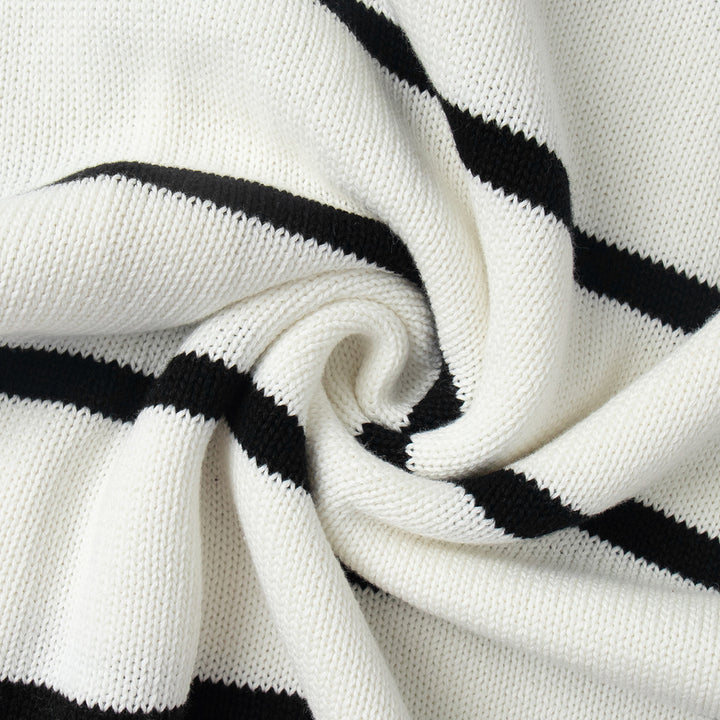 Knitted cardigan for women with V-neck and large stripes Lune London