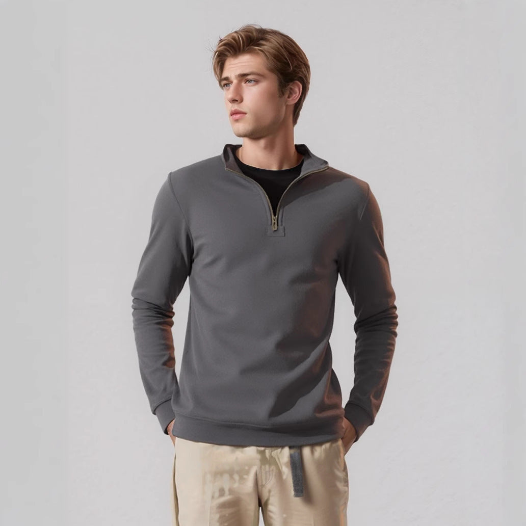 Sporty men's pullover with half-zip Lune London