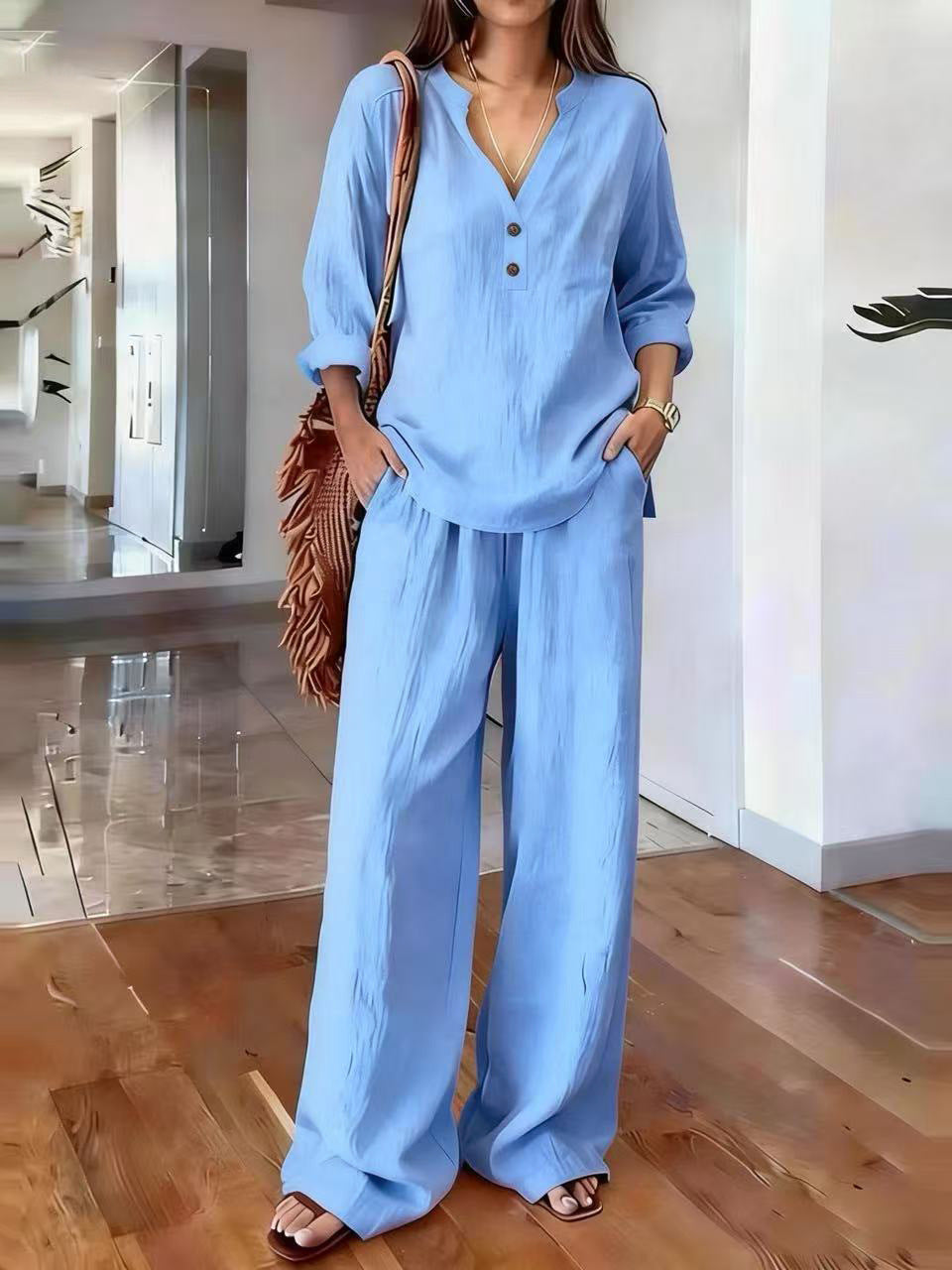 Casual set for women with structured top and wide pants Lune London