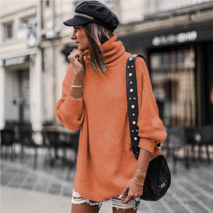 Sweater women with high collar and large knit pattern Lune London